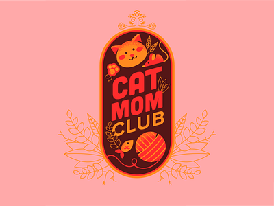 Cat Mom Club badge cat illustration patch vector