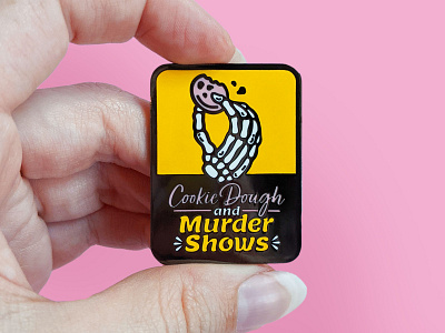 True Crime Enamel Pin badge cookie enamel pin illustration murderino patch pin skeleton