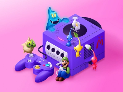 Gamecube Figma Illustration character console controller design digitalart figma gamecube ghost graphic design illustration korok luigi mario nintendo pikmin procreate vector video games windwaker zelda