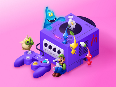 Gamecube Figma Illustration character console controller design digitalart figma gamecube ghost graphic design illustration korok luigi mario nintendo pikmin procreate vector video games windwaker zelda