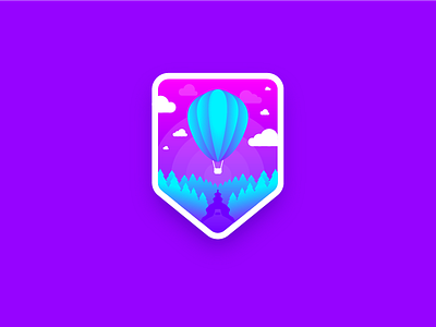 Day 2: Hot Air Balloon badge daily logo challenge gradient hot air balloon patch