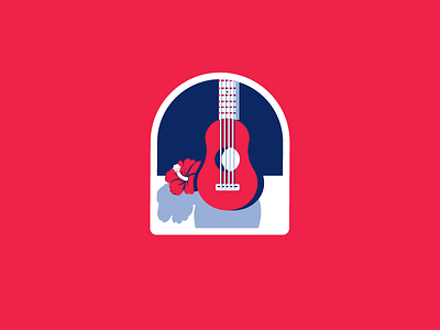 Day 9: Music badge daily logo challenge flower guitar illustration music patch shadows ukulele