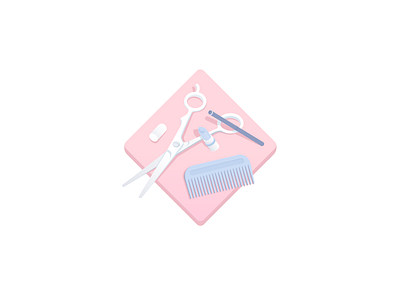 Day 13: Makeover badge comb illustration makeup scissors