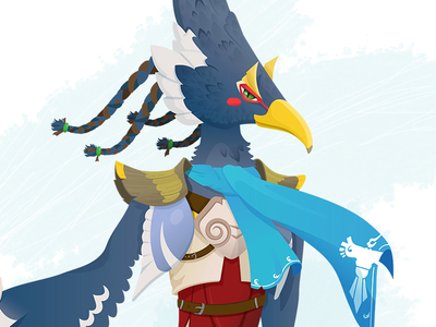 The Rito Champion bird breath of the wild character illustration link nintendo revali rito switch video game zelda