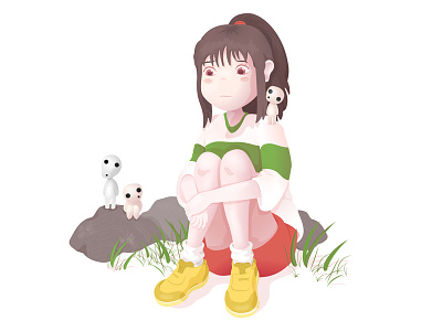 Chihiro chihiro illustration kodama miyazaki princess mononoke spirited away studio ghibli