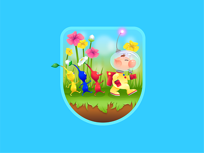 Pikmin badge character gradient illustration vector video game