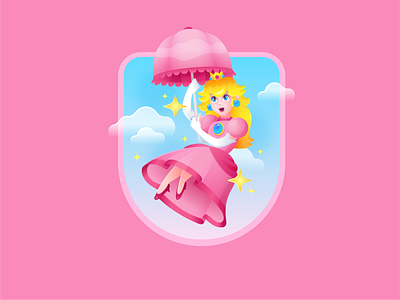 Princess Peach badge character gradient illustration mario mariobros nintendo peach princess princess peach vector video game