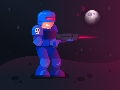 Space Marine character gradient gun illustration laser marine moon sci fi space vector video game