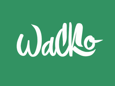 Wacko brush calligraphy lettering logo logotype mark