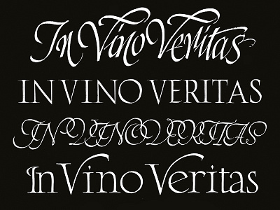 In Vino Veritas calligraphy caps latin lettering roman script type