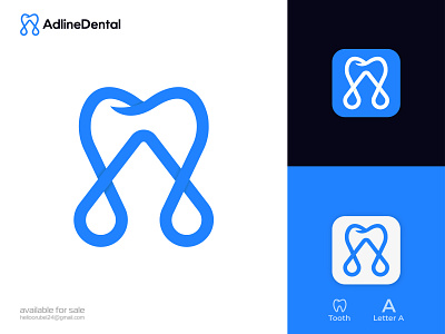 Adline Dental/Letter A logo design a letter branding dental dental care dental clinic dentist logo dentistry doctor graphic design hospital icon letter mark logo logo design logotype mark minimal modern logo symbol tooth logo