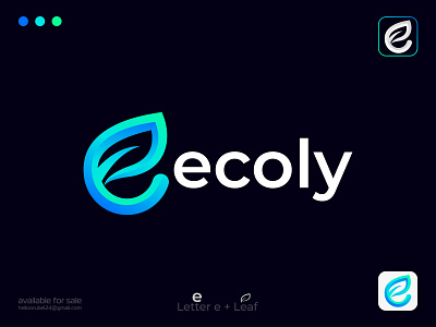 Ecoly | e+Leaf Nature Logo Design identity app logo brand identity branding e logo eco eco friendly ecology gradient green logo icon leaf logo letter logo logo design logo designer logomark mark modern logo natural logo plant logo tree logo