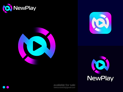 Newplay music logo design | N+play button App app branding button colorful logo gradient logo icon identity logo mark media logo modern logo music music logo n logo play play button play icon simple symbol video logo