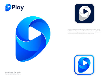 Play Logo Design app icon brand identity branding button crypto editing game gradient letter p logo logo design mark media modern logo music play play button streaming typography video logo
