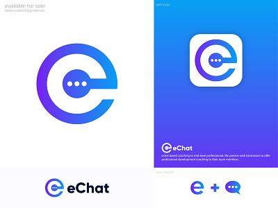 e + chat app logo design  identity (unused)