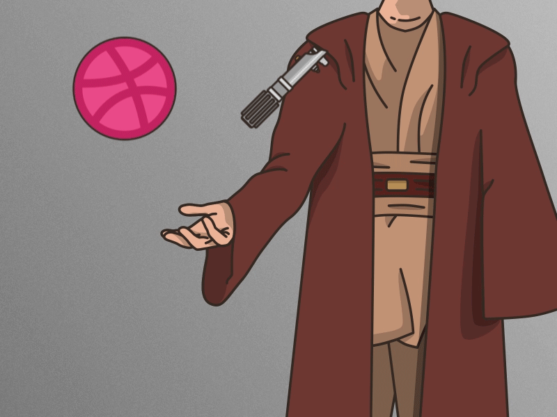 Hello Dribbble animation debut dribbble first force gif hello illustration jedi lightsaber star wars