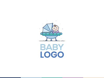 Baby Universe Logo Illustration For Sell adorable baby buy cute equipment illustration logo parents purchase sell store travel