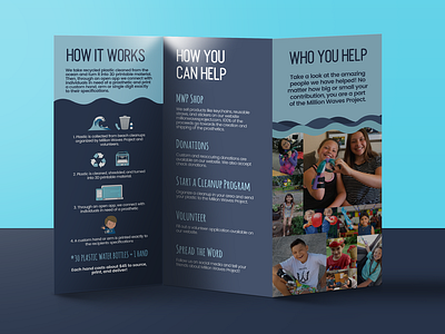 Million Waves Project Trifold concept million waves non profit organization ocean plastic trifold mockup