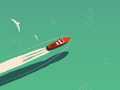 Soar boat doodle illustration summer water