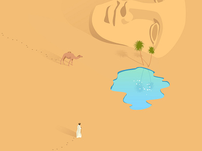 Drink art camel desert doodle graphic illustration oasis vector water