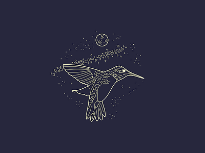 Mercury bird doodle illustration planet space stars