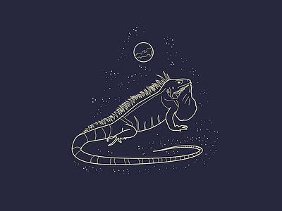 Venus doodle illustration lizard planet space stars