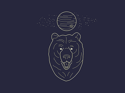 Jupiter bear doodle illustration planet space stars