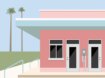 School architecture design illustration palm pink school summer vector