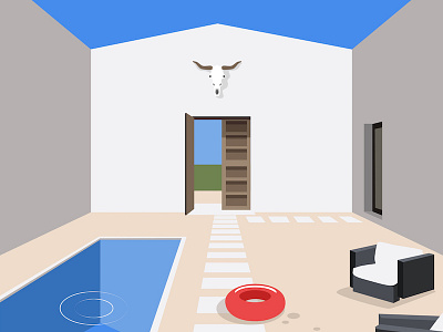 Pool architecture art courtyard design illustration pool vector