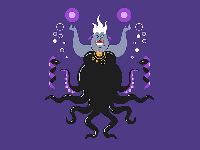 Ursula 🐙 art design disney disney villain doodle illustration little mermaid magic sea witch ursula vector villain witch