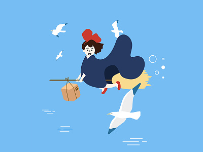 Kiki 📦 anime art design doodle flying girl illustration kiki kikis delivery service miyazaki ocean studio ghibli vector witch