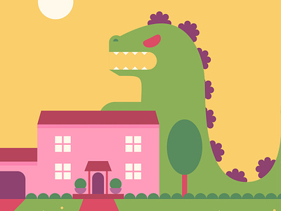 Pickles 👶🏻 art dinosaur green home house house illustration illustration nickelodeon pink reptar rugrats vector yellow