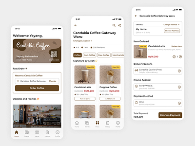 Candakia Coffee App: Easy Order Coffee Online android app branding coffee coffee app design figma figmadesign illustration ios ios app ui ux xd design