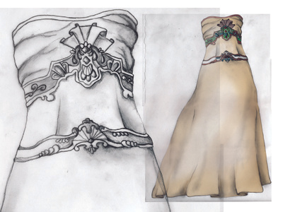 Della Franco Dress dress gown pencil sketch