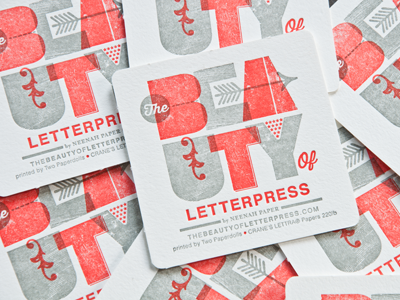 BoLP Coasters, front branding coasters dingbat letterpress logo ornaments overlay