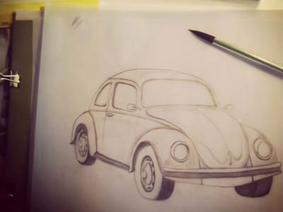 vw beetle sketch