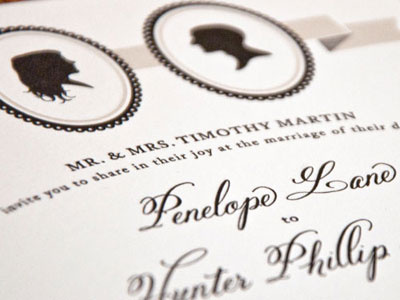 Cameo & Juliet cameo invitation letterpress silhouette wedding