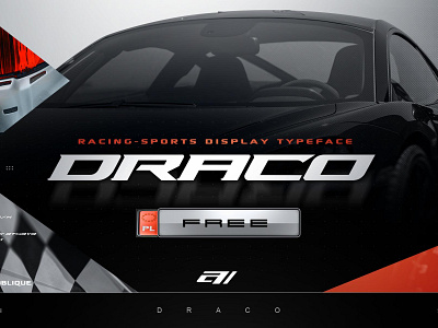 Draco - Free Racing Display Font design display font free free font freebie illustration logo type typeface vintage
