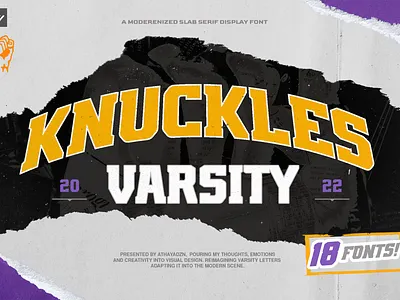 AZN Knuckles - Varsity Slab Serif Display Font design display font free free font freebie illustration logo type typeface vintage