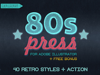 80's Press - Illustrator Freebie actions free freebie graphic styles illustrator retro textures vintage