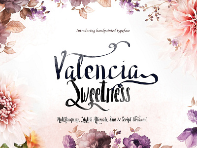 Valencia Sweetness - Free Font brush brush script free font free typeface freebie handdrawn multilanguage sans serif script