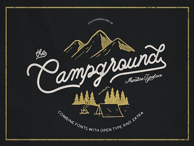 Campground - Free Monoline Script adventure apparel branding free free font freebie logos monoline script type typography vintage