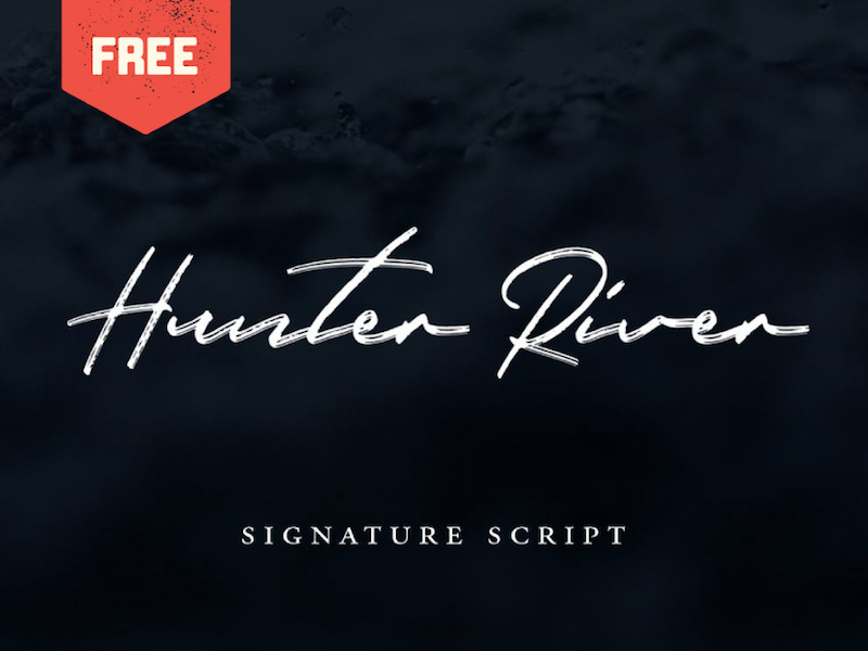 Hunter River - Free Signature Script type hand lettering hand drawn branding logo typeface font signature script freebie free font free