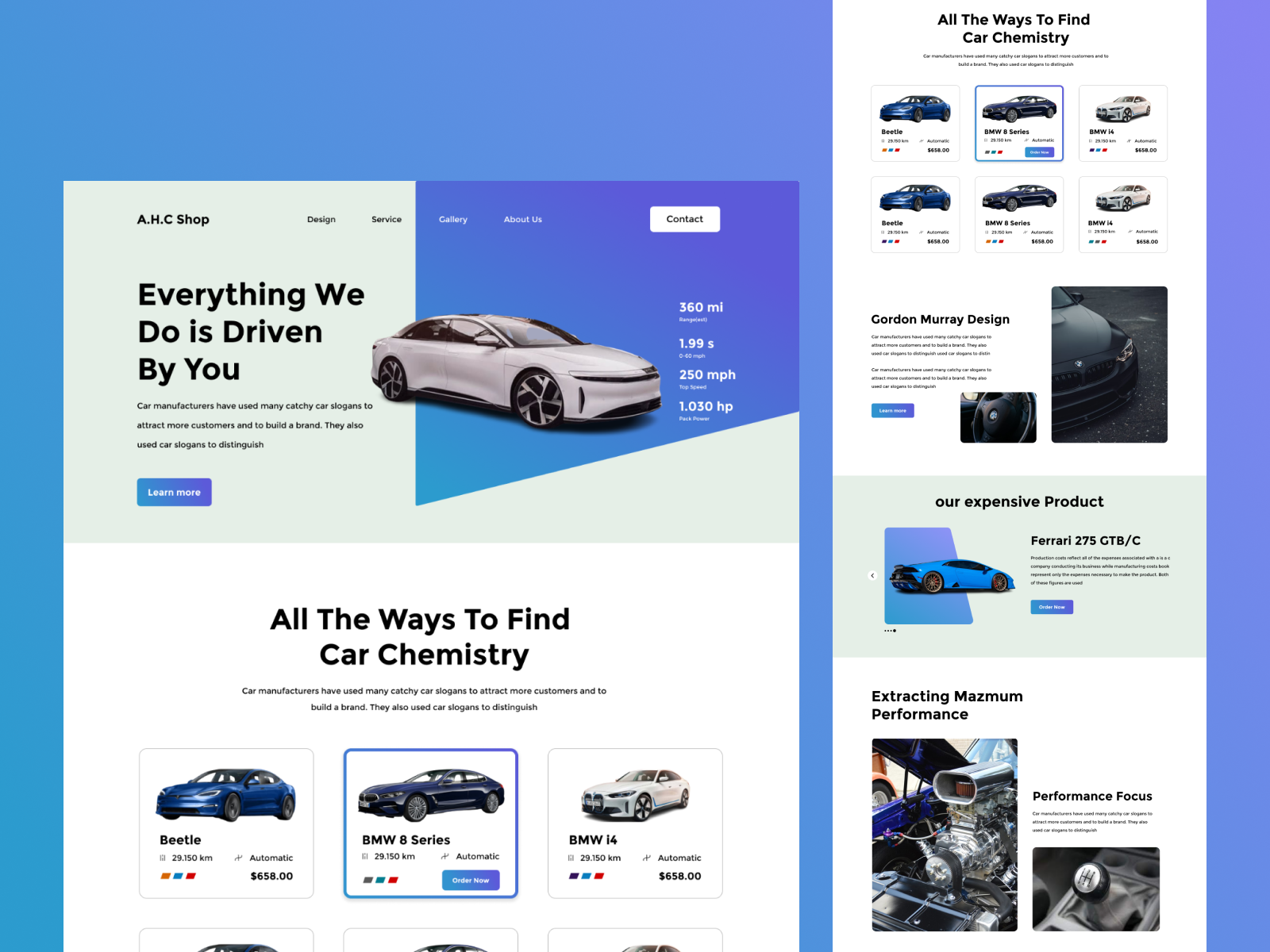 car website & landing page by saeid aman on Dribbble