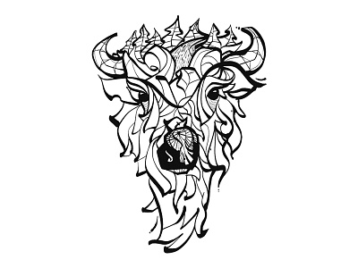 Colouring Book bison brush colouring book digital illustration illustration industrial ink wolf