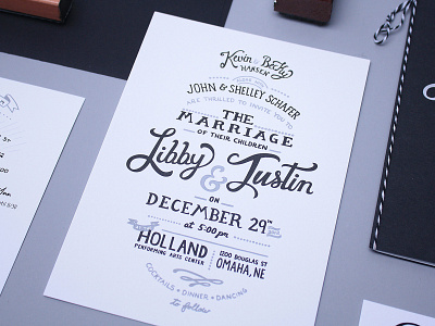 Wedding Invites december invitation invites justin lettering letterpress libby love marriage nebraska omaha printing script simple typography wedding