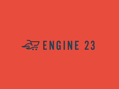 Engine 23 - Ecom Development brand branding cart ecom ecommerce fast flame logo mark shop shopping speed