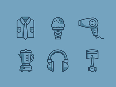Ecommerce Icons blender ecommerce electronics food hair dryer headphones ice cream icons illustration piston shirt tie