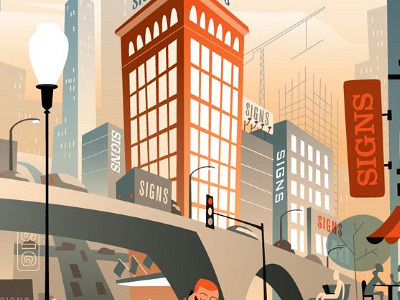 City Scape Illustration buildings city illustration people vector