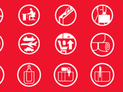 Icons on Red icons luggage red target travel
